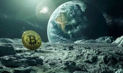 Wall Mural - global telecommunications network and cryptocurrency