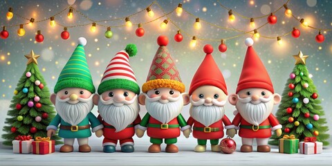 Canvas Print - Christmas gnomes animation with cute characters and festive decorations, Christmas, gnomes, animation, holiday, festive, decoration