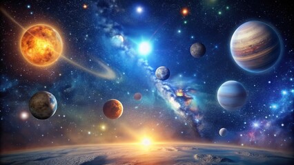 Wall Mural - a mesmerizing display of celestial bodies shining brightly in the night sky, stars, galaxies, space,