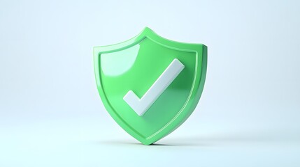 
cartoon 3d Icon safety shield check mark perspective . green symbol security safety icon. Checkmark in minimalistic style. 3d vector illustration. white background