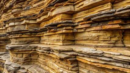 Sticker - A close-up image of layers of sedimentary rock formations, sedimentary, rock, layers, geology, texture, natural, formation