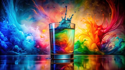 Poster - Colorful liquid water backdrop background. Beautiful abstract colorful background made by spilling paint in water on glass