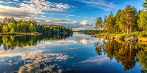 Poster - Beautiful untouched nature of Schweden, Sweden, Scandinavian, serene, tranquil, wild, landscape, forest, trees, mountains