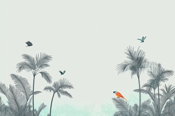 tropical tree and birds