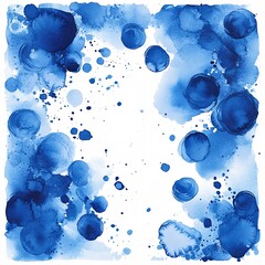 Wall Mural - Tranquil Indigo Watercolor Drops on Clean Background with Ample Copy Space