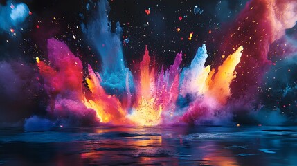 Wall Mural - 70. An artistic depiction of a toxic chemical explosion with hazardous, colorful effects