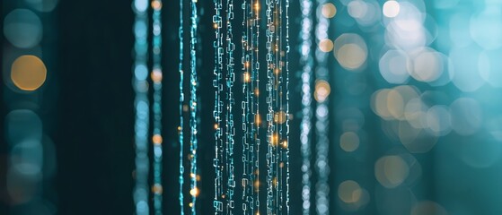 Blockchain data grid with network lines, background, Generative AI