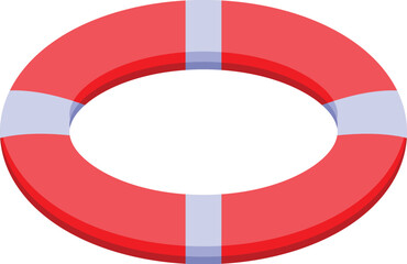 Poster - Red and white lifebuoy floating, providing safety and security in case of emergency