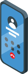 Sticker - Blue smartphone displaying an incoming call screen with a number keypad, conveying the concept of mobile communication