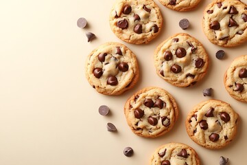 Wall Mural - Chocolate chip cookies background