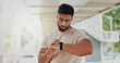 © PeakPoints/peopleimages.com - Fitness, city and man check smart watch for pulse after training, workout distance or cardio progress on app. Heart rate, time or runner outdoor for health info, performance or monitor wellness stats