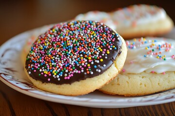 Wall Mural - Homemade colorful donuts with chocolate and icing glaze, sweet icing sugar food