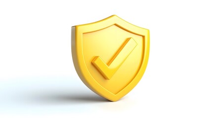 Wall Mural - cartoon 3d icon safety shield check mark perspective . yellow symbol security safety icon. checkmark