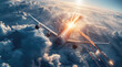 © visoot - Airplane being hit by a missile on the sky. Generative AI.