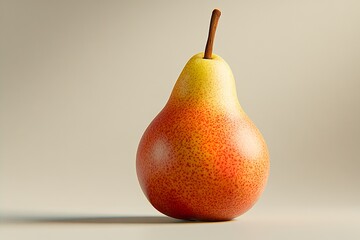 A simple pear, solid in color and pattern on a solid background