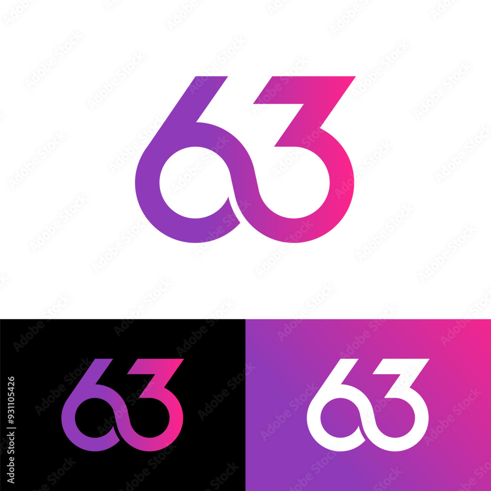 63 Vector Number 63 years loop connection infinity anniversary ceremony 65 th ...