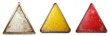 © thanakrit - Three Rusty Triangle Warning Signs with White Background.