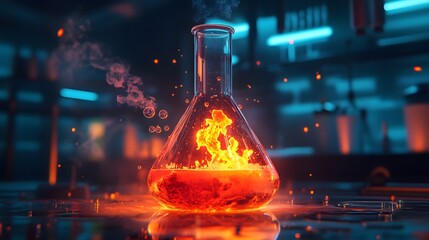 27. a detailed illustration of a toxic chemical reaction in a laboratory beaker