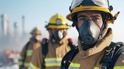 Diverse group of firefighters in action