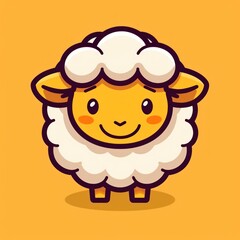 Sticker - Cute cartoon sheep with a happy smile.