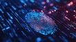 © MakoPoko - Abstract fingerprint illustration on a futuristic digital interface background, highlighting the concept of identity and security.