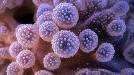 Sticker - Staphylococcus aureus, Cluster of spherical bacteria magnified under a microscope