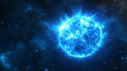 stunning image of a blue giant star emitting bright blue light with intricate light patterns capture