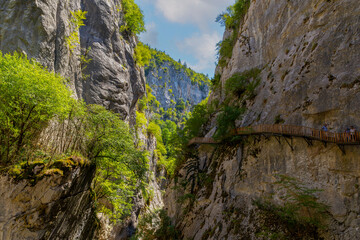 Horma Canyon, Kure Mountains National Park, Kastamonu, Turkey. Wooden walking path.