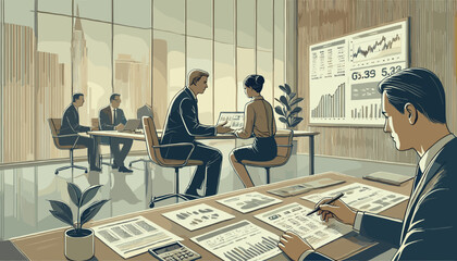 Concept vector illustration of business situation.	
