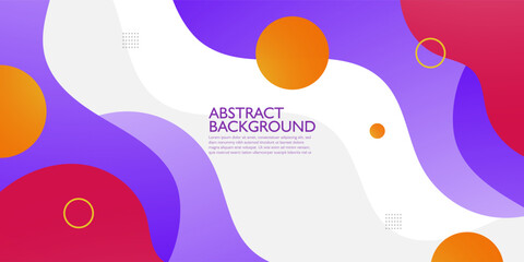 Wall Mural - Modern purple orange geometric business banner design. creative banner design with wave shapes and lines for template. Simple horizontal banner. Eps10 vector