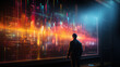 © seanzheng - generated illustration of a man stands in front of a large screen displaying various graphs and charts