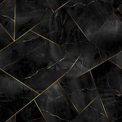 Wall Mural - Black marble background with golden line, pattern for seamless