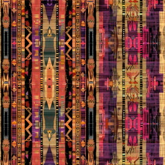 Wall Mural - Textile repeat pattern of tribal seamless pattern silk texture