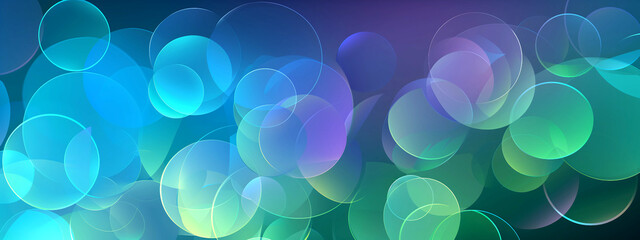 Wall Mural - Abstract green gradient background with circles and geometric shapes