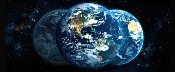Fototapete - A time-lapse of the Earth rotating, showcasing the planet's diverse landscapes and the dynamic interplay of day and night. Generative AI.