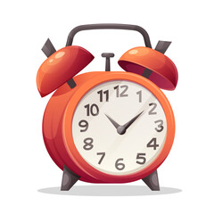 Retro alarm clock in red color. Vector icon on white background