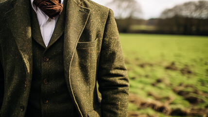 Canvas Print - Menswear autumn winter clothing and tweed accessory collection in the English countryside, man fashion style, classic gentleman look inspiration