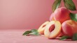 © chayantorn - Fresh organic peaches, sliced and juicy, 3D illustration