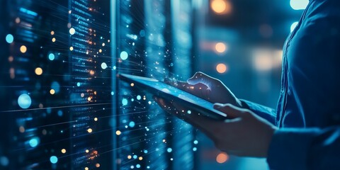 data anlytics, ai and database management technology. it specilist working on digital tablet connect
