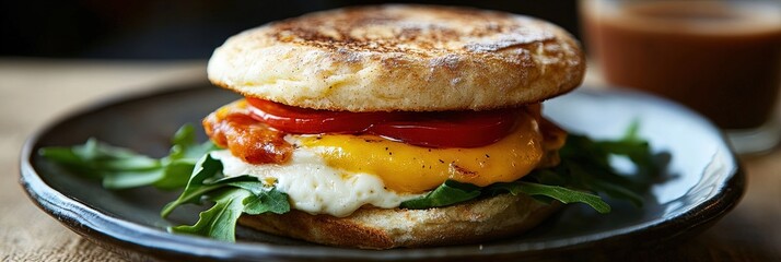 Wall Mural - breakfast sandwich english muffin 