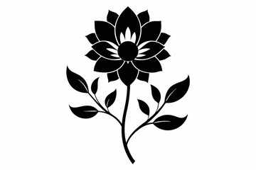 Delicate Flower silhouette vector illustration.