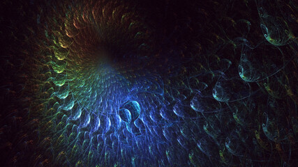 Wall Mural - 3D manual rendering abstract colorful fractal light background. Its not AI Generatd illustration.