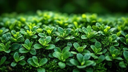 Wall Mural - Lush Green Foliage and Moss in Close-Up