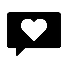 Wall Mural - chat bubble with heart flat vector icon