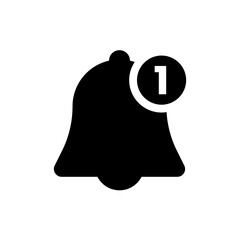 Wall Mural - Bell notification vector icon with 1 notificaiton