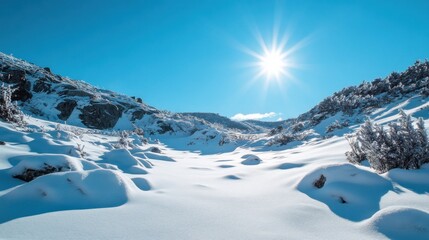 Sticker - Snowy Mountain Valley in Winter Wonderland