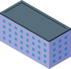 Poster - Large apartment building with many windows is shown in this isometric icon