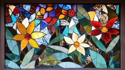 Poster - Stained Glass Floral Composition