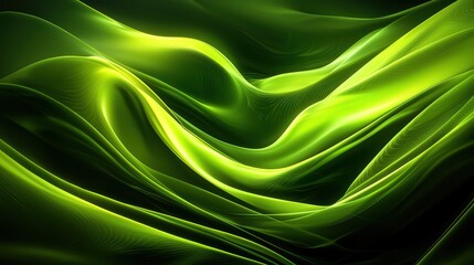 Wall Mural - Green Abstract Waves Wallpaper. Abstract waves of green flowing across the screen.