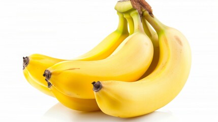 Wall Mural - ripe bananas on a white canvas, a striking contrast.